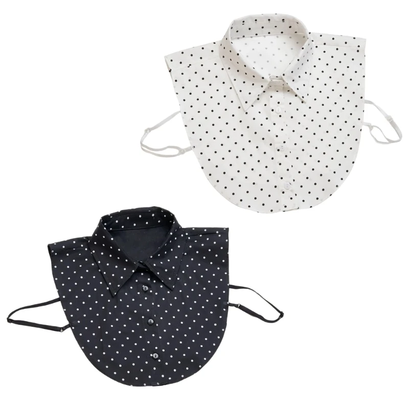 HX6F Pull On Detachable Collar Insert with Dot Detail for Office Outfit Styling