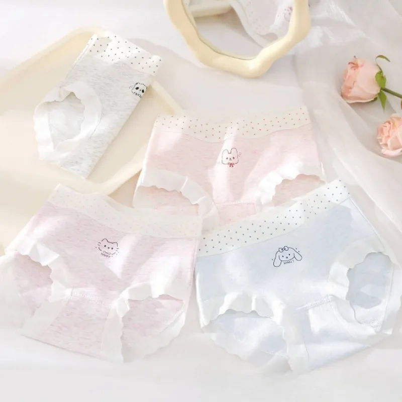 

4PCS Girls Cotton Soft Antibacterial Panties Kids Solid Daily Briefs 3+y Young Children Clothing Breathable Comfort Underwears