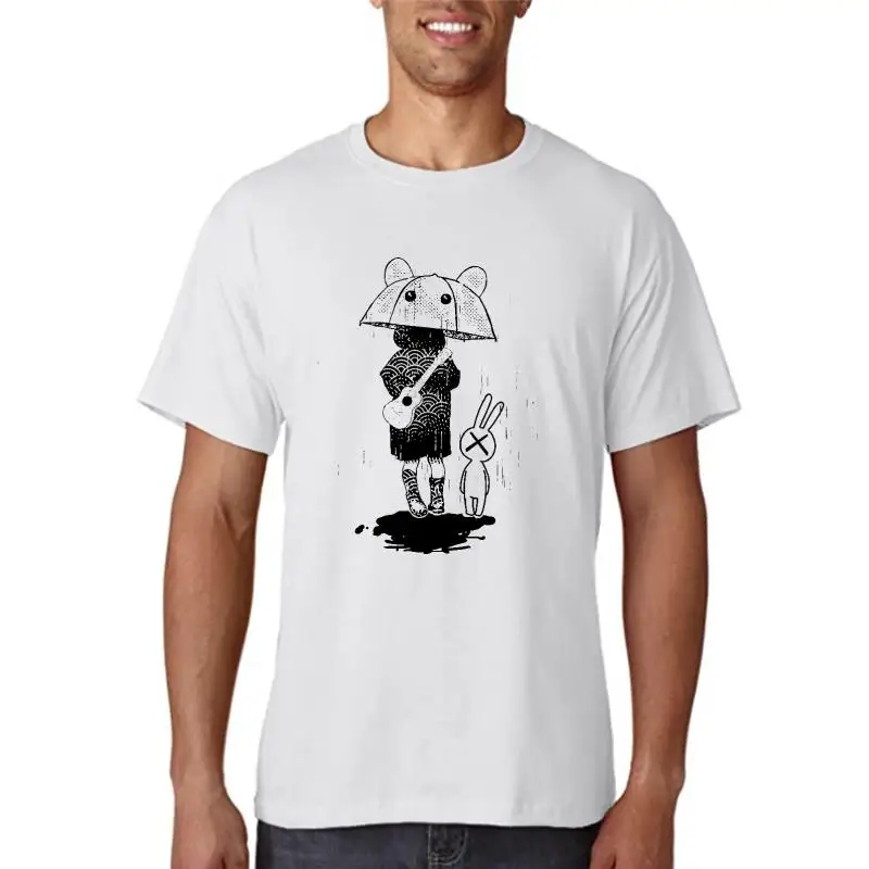 Ukulele Shirt Anime Kid with Bunny shirt rain kawaii cute shirt Unisex Women sizes Hand Screenprinted