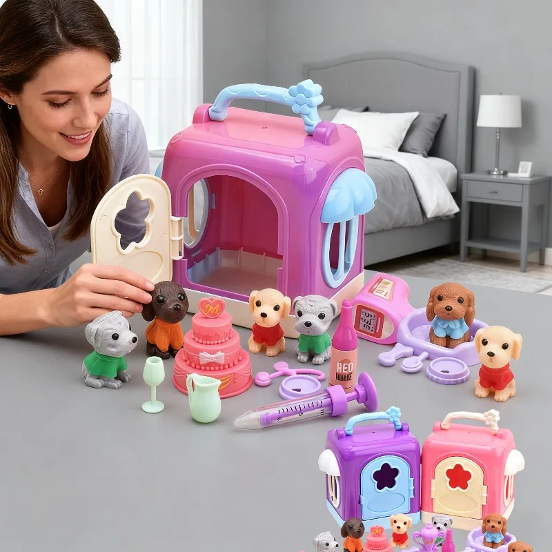 مجموعة ألعاب كلب لطيفة لعبة دمية كلب طفل لعبة مشهد لعبة ألغاز لعب تفاعلية بين الوالدين والطفل ألعاب تعليمية مبكرة هدايا للأطفال