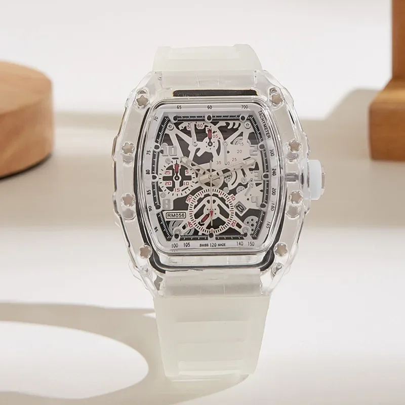 Fashion Men’s Quartz Wristwatch Mechanical Waterproof Automatic Luxury Male Watches Business Transparent Watch for Man