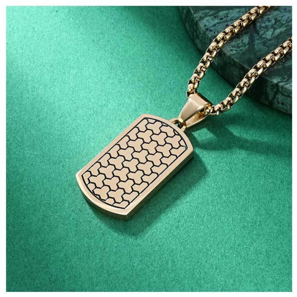 Fußball Textur Militär Anhänger Edelstahl Hip-hop Männer Mode Persönlichkeit Vielseitige Halsketten Schmuck Geschenk – Detail 5
