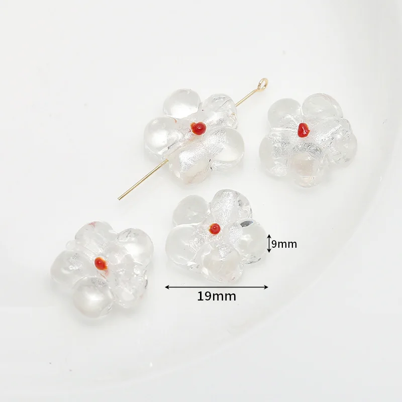 10PCS 14/19MMMulticolor Lampwork Glass Beads Flower Loose Spacer Beads Glaze Charms  for Jewelry Making DIY Bracelet Earring