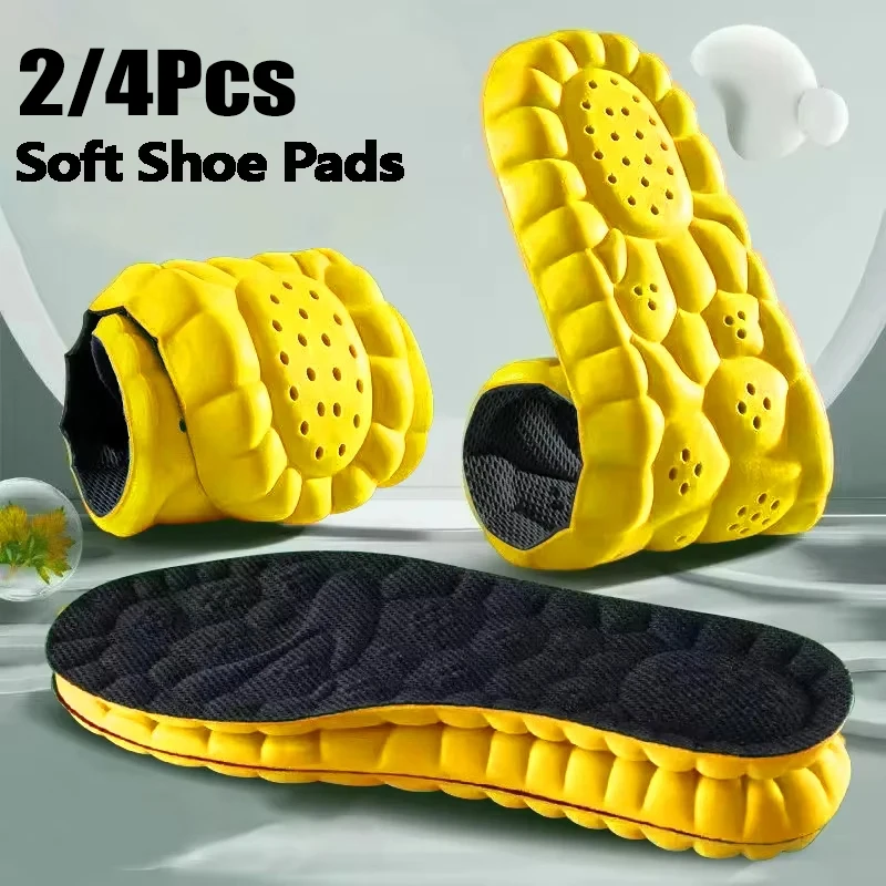 2/4Pcs 4D Cloud Technology Sports Insoles Shoes PU Sole Soft Breathable Shock Absorption Cushion Running Orthopedic Care Insoles