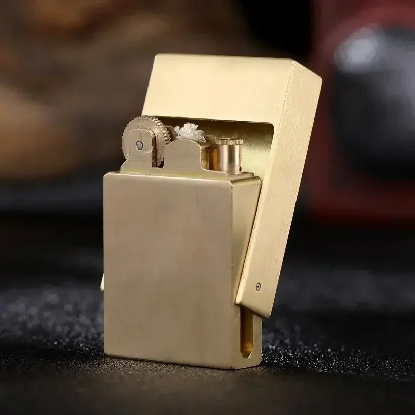 Personality Kerosine Lighter Classical Handmade Brass Drawer Fuel Oil Lighter  Matchbox Design Creative Smoking Men'S Gift