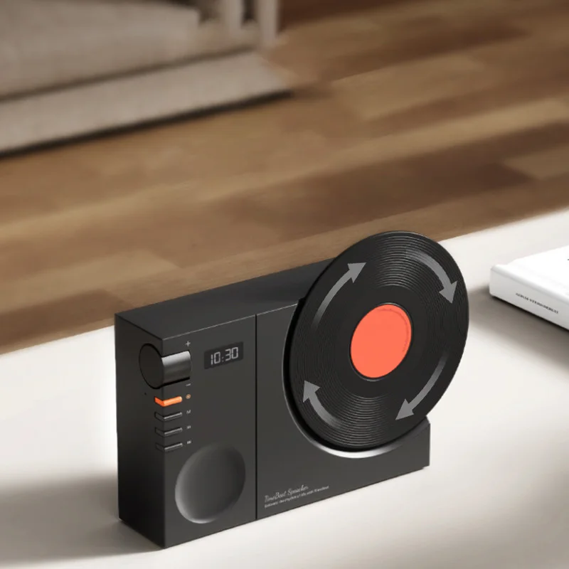 

Time vinyl record player retro bluetooth stereo speakers small wireless clock high quality home CD player