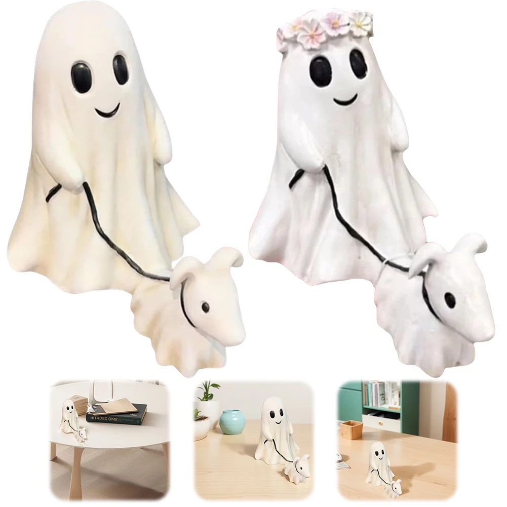 

Halloween Ghost Walking Dog Statue Cute Spooky Ghost Dog Halloween Ornament Festival Gift Figurine Household Tabletop Decoration