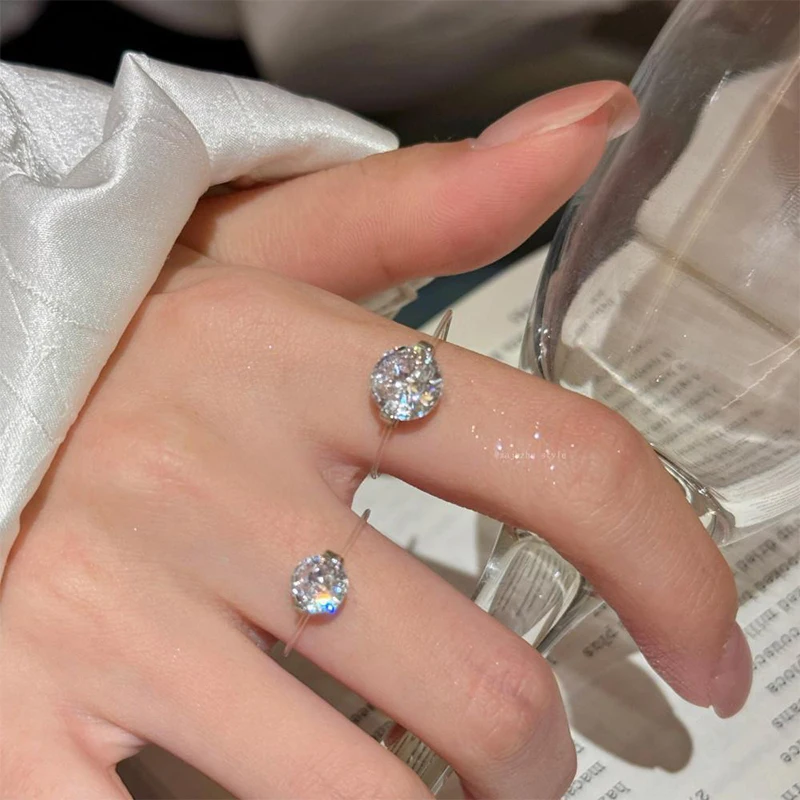 1Pcs Fashion Zircon Ring For Women Transparent Fishing Line Rings Jewelry Gift