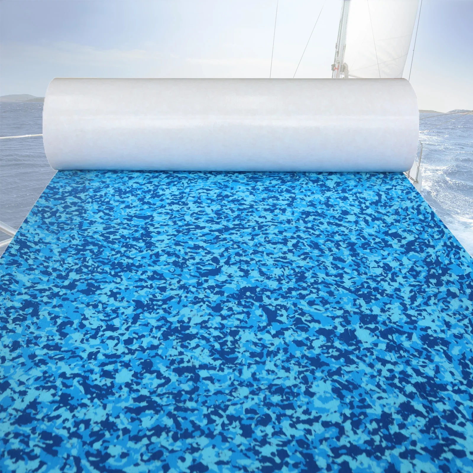 600x2400x5mm Camouflage Sky Blue Jet Ski EVA Foaming Faux Teak for Yacht Boat Decking Mat Self-adhesive RV Anti Slip Floor Mat