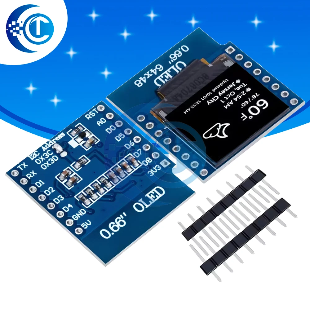 0.66 inch OLED Display Module for WEMOS D1 MINI ESP32 Module for Arduino AVR STM32 64x48 0.66