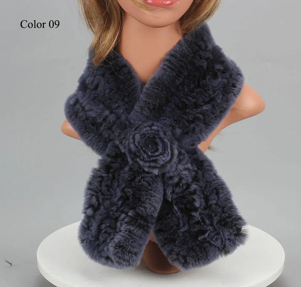 Frauen Stricken Echt Rex Kaninchen Pelz Schal Dame Fashion Floral Rex Kaninchen Pelz Schalldämpfer Heißer Winter Warme Natürliche Pelz Schals neue Stil – Detail 27