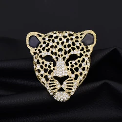 Rhinestone Leopard Head Retro Hollowed-out Men's Suit Brooch Women's Sweater Needle Enamel Needle
