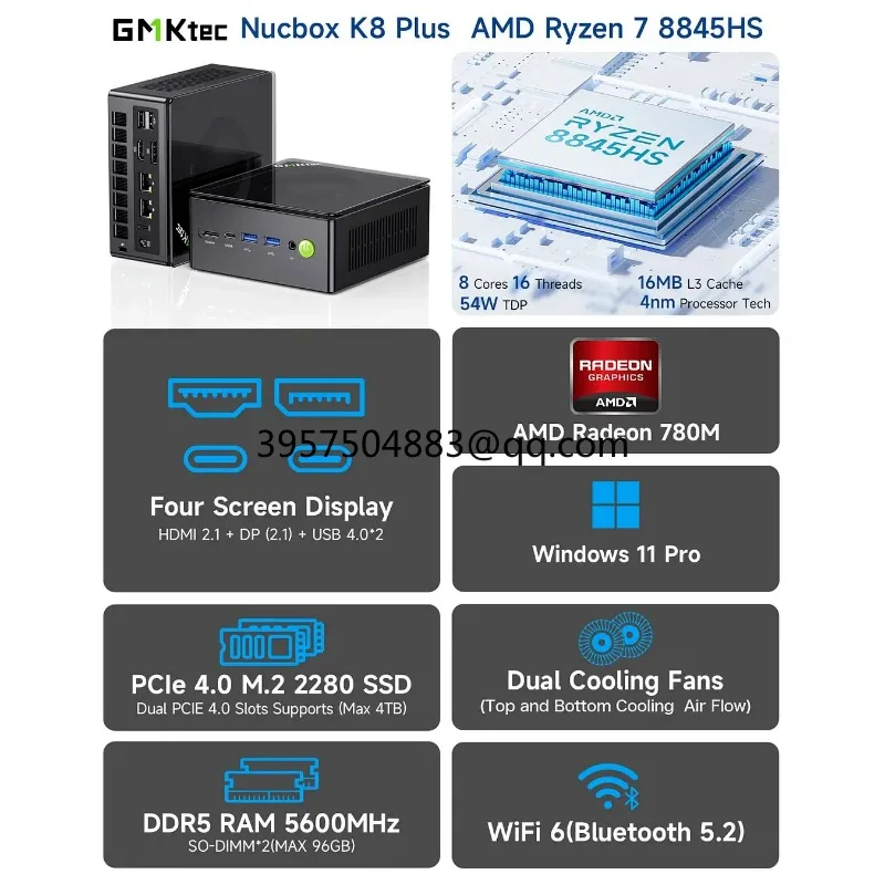 Mini PC K11 K8 Plus M7 AMD R9 8945HS 8845HS 6850H 2*USB4 2*DDR5 2*2,5G LAN Micro Gaming Computer WiFi6 Desktops