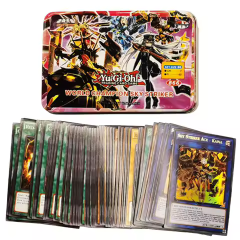Yu-Gi-Oh Deck 866 WORLD CHAMPION SKY STRIKEY English Holographic Golden White Dragon Duel Game Collection Card with Tin Box