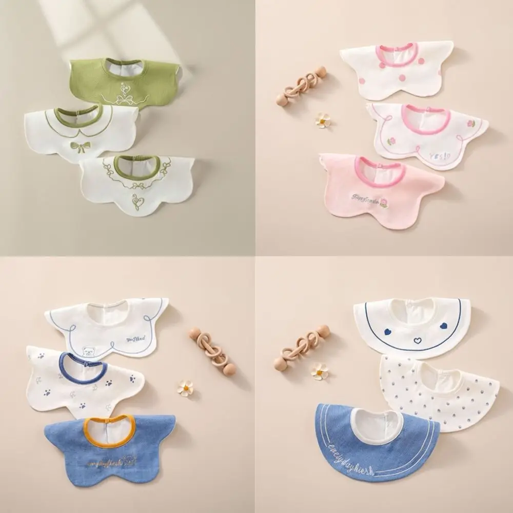 

3Pcs High Quality Cotton Baby Bib Round Neck Waterproof Bibs Set Cartoon Print Saliva Towels Infant Accessories