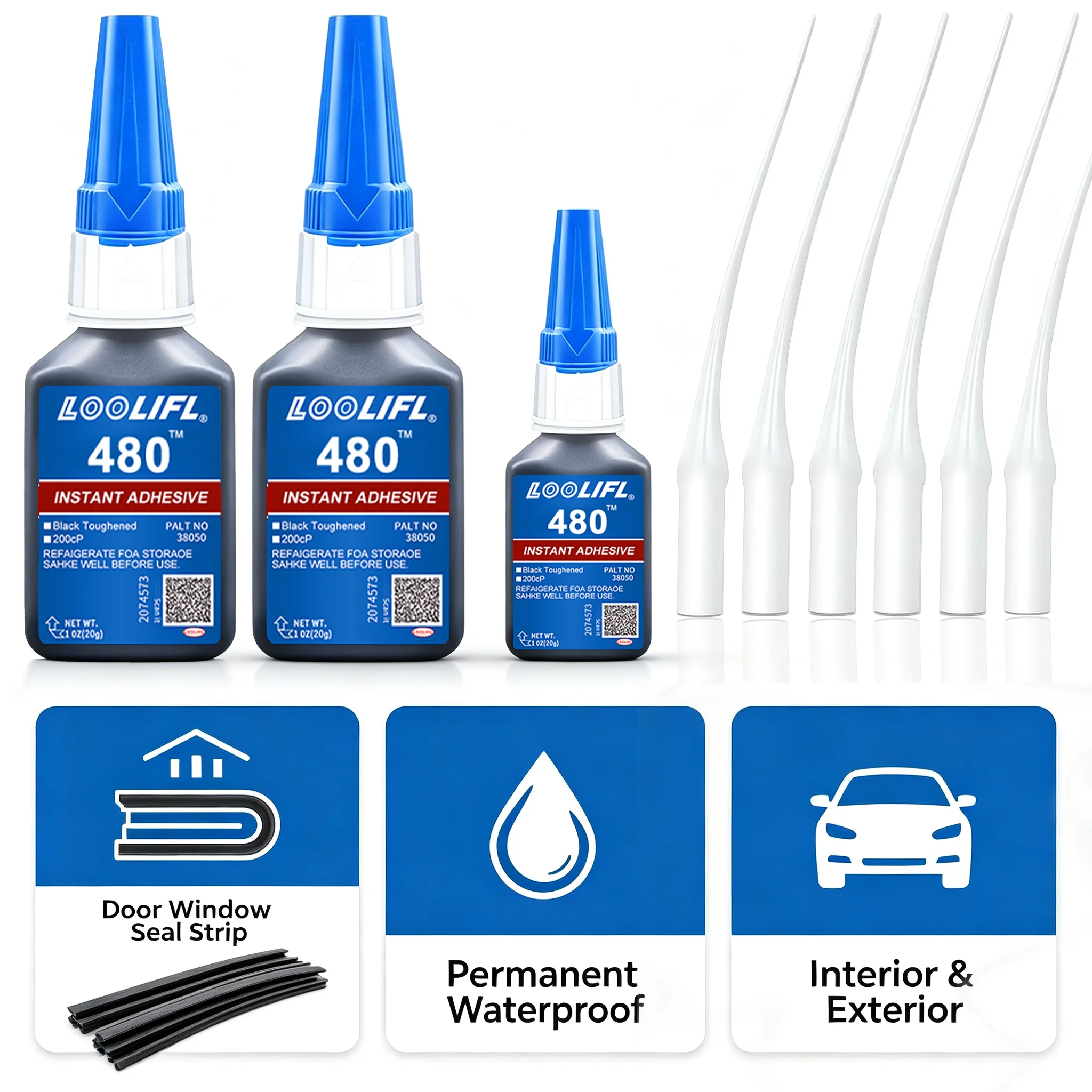 Loolifl-Super Strong Adhesive Automotive Sealant, High Viscosity Adhesive, Suitable for Automotive Door and Window Rubber Seals, Weatherstripping Trim Strips, Permanent Waterproof Repair, Suitable for Interior and Exterior Sealing of Vehicles