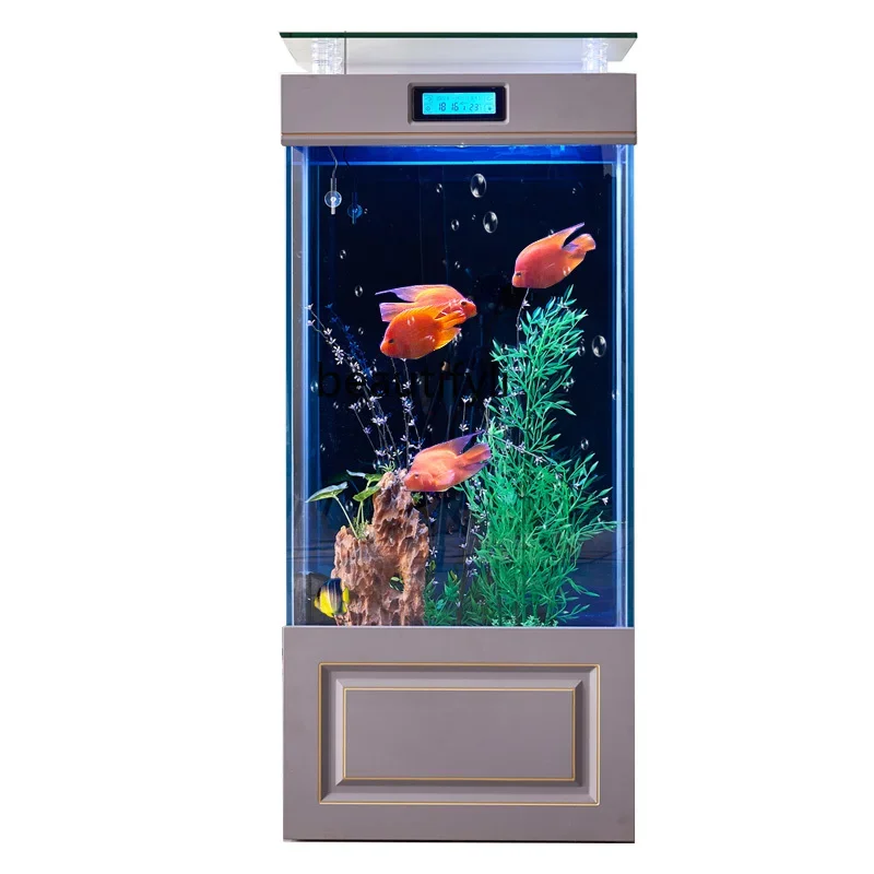 

Square Fish Globe Living Room Small and Medium-Sized Ultra-White Glass Aquarium Ecological Floor Fish Tank Vertical