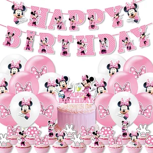 Disney Minnie Mausdekoration, Prinzessin -Party -Mädchen, Geschirr, Ballon, Flagge, Pappbecher, Geburtstag 12 Hauptverkaufsdekoration für die Taufe - №9