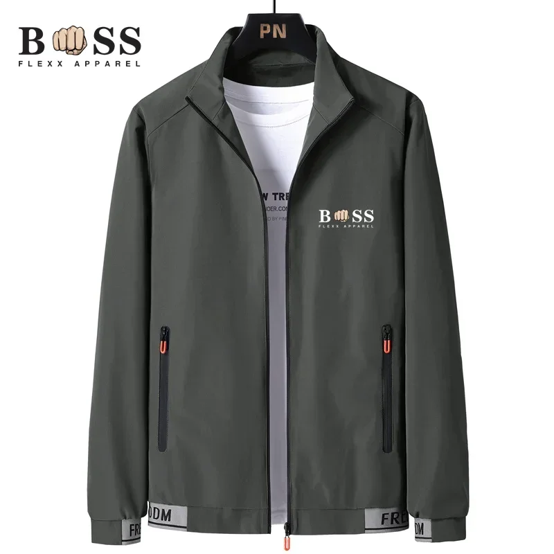 

BSS men's high-quality outdoor jacket, zipper shirt, waterproof, windproof, solid color, M-5XL, 2024 new