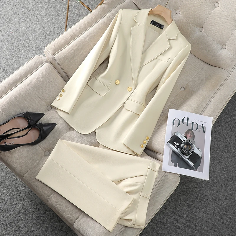 ZJYT Korean Style Fashion Blazer Set Ladies Office Work Wear Autumn 2024 Long Sleeve Jacket Pant Sets 2 Piece Outfits Elegant