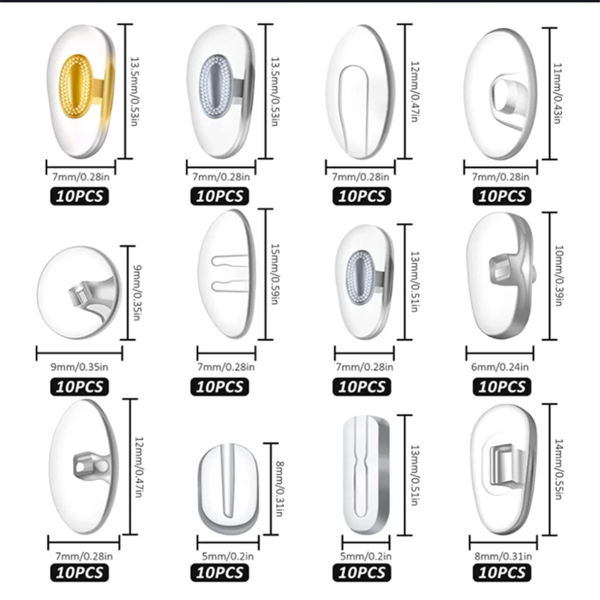 Eyeglass Nose Pads,Soft Jelly-Like & Air Chamber Silicone Nose Pads,Screw-in Glasses Nose Pad Replacement Kit