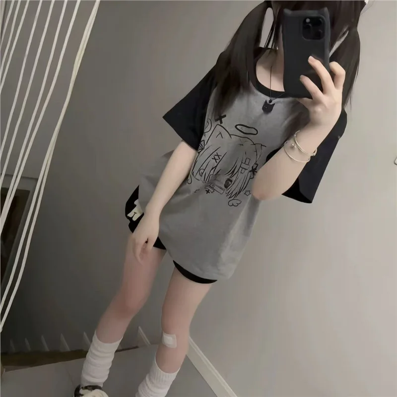 Summer Angel Printed Short Sleeve T-Shirt Cleanfit Style Women's Fashion Japanese Subculture Reprint Quick Delivery Cotton 100%