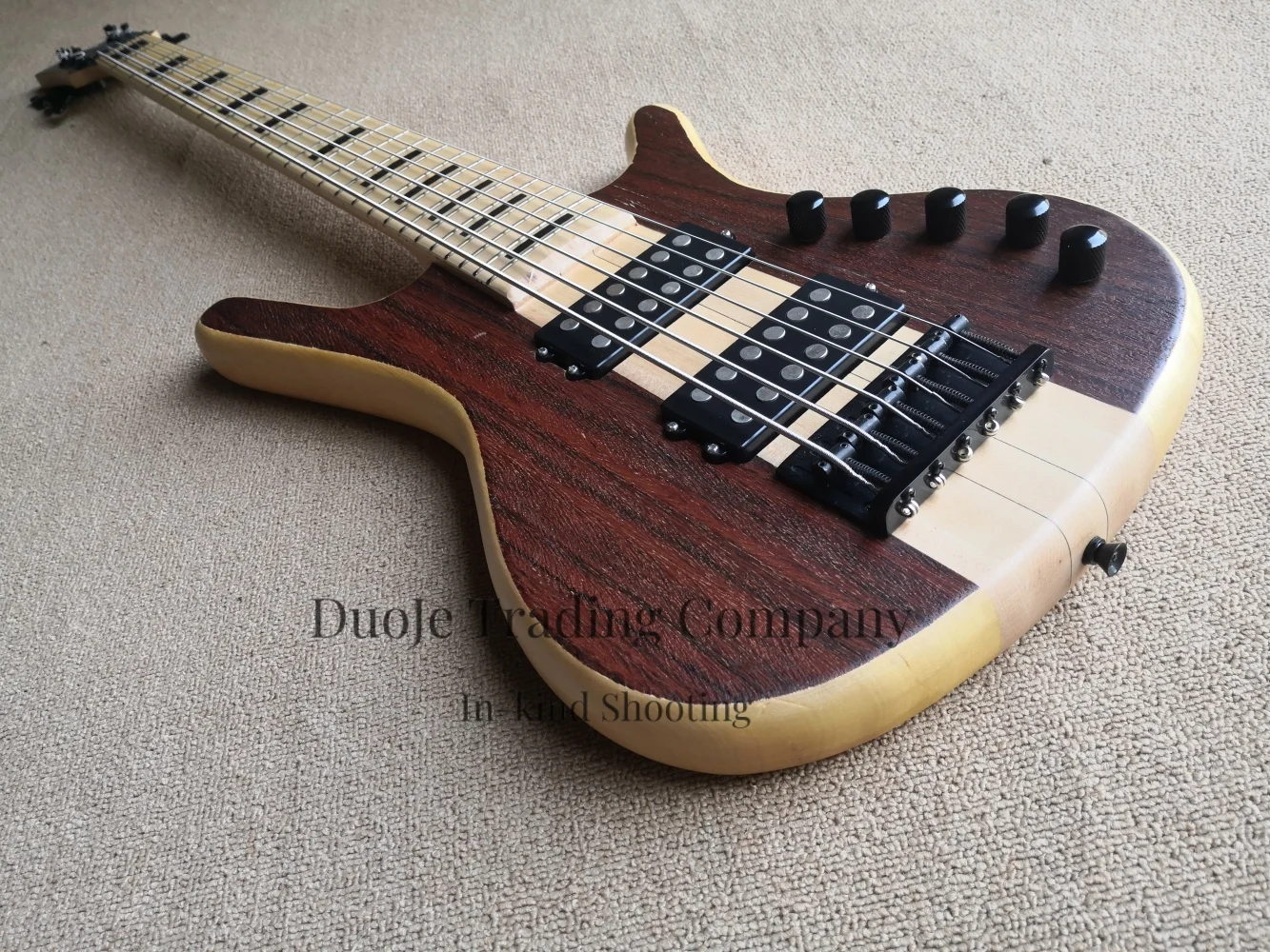 Bass Guitar Fretless - Customized 6 strings natural bass, fixed