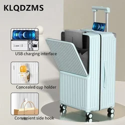 KLQDZMS-Valise à Roulettes avec Ouverture Avant pour Ordinateur Portable, Sac de Voyage, Valise de Développement USB, ABS + PC, 24, 26, 28, 30 Pouces