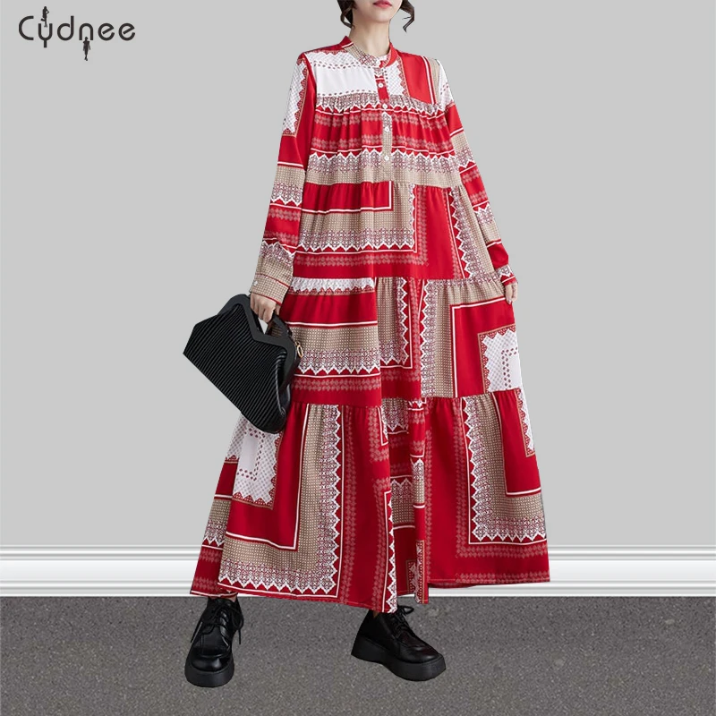 Long Sleeves National Ensemble Women's Dress with Emblematic Symbols National Colors and Iconic Heritage Motifs