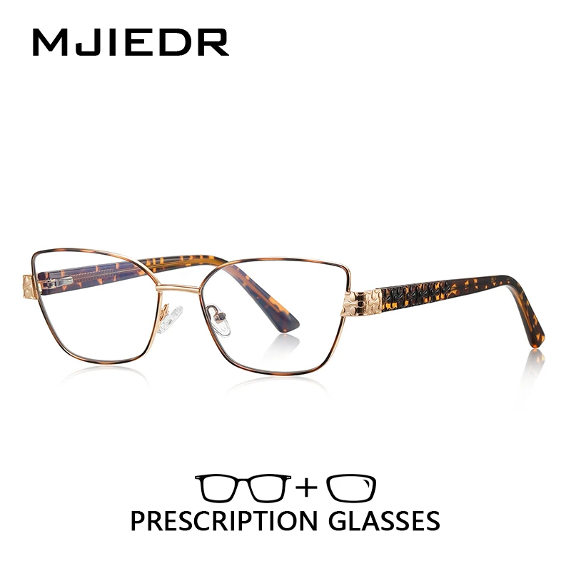 

MJIEDR 2025 New Arrivals Cateye Prescription Eyeglass Women High-quality Metal Blue Light Blocking Photochromic Optical Glasses