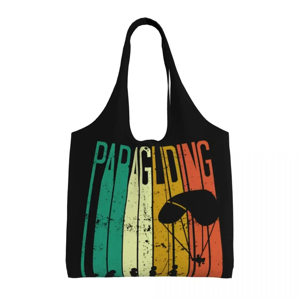 Cute Printed Paragliding Evolution Vintage Retro 70s Tote Shopping Bag Durable Canvas Shopper Shoulder Paraglider Bags Handbags