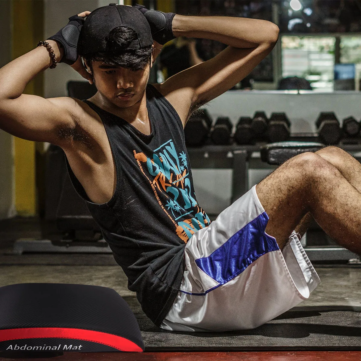 Almohadilla Abdominal de algodón, diseño plegable para levantadores de piernas, abdominales, Idea de regalo, almohadilla Abdominal negra y roja, 1 Uds.