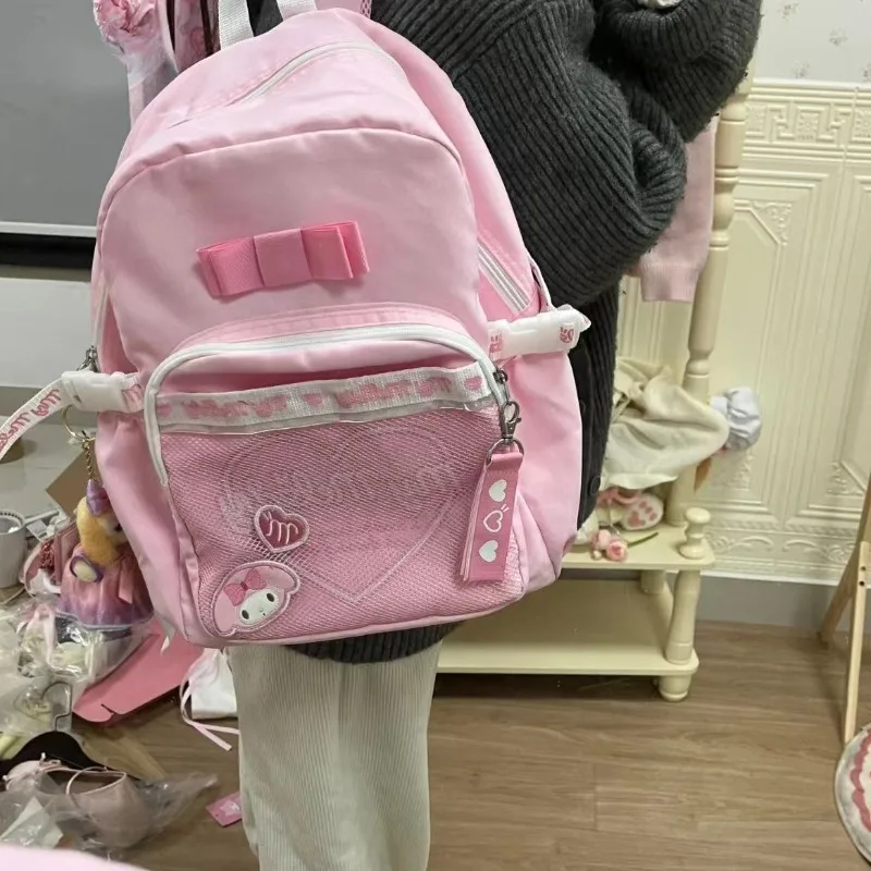 Sanrio My Melody Cute Sweet Pink Bags Cartoon Japan Korean Style Aesthetic Backpack Y2k Girl Fashion School Double Shoulder Bag