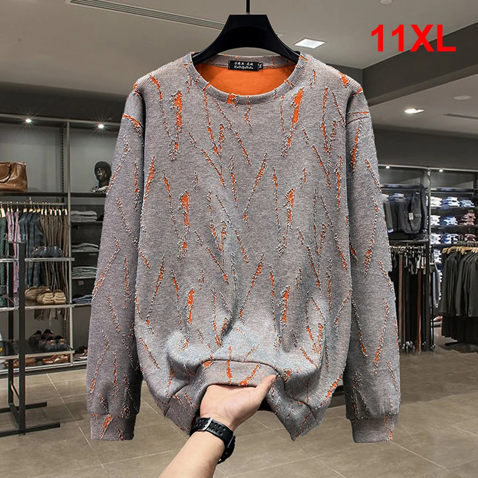

Ripped Sweatshirt Men 11XL Plus Size Pullover Spring Autumn Fashion Vintage Sweatshirt Male Big Size Pullover