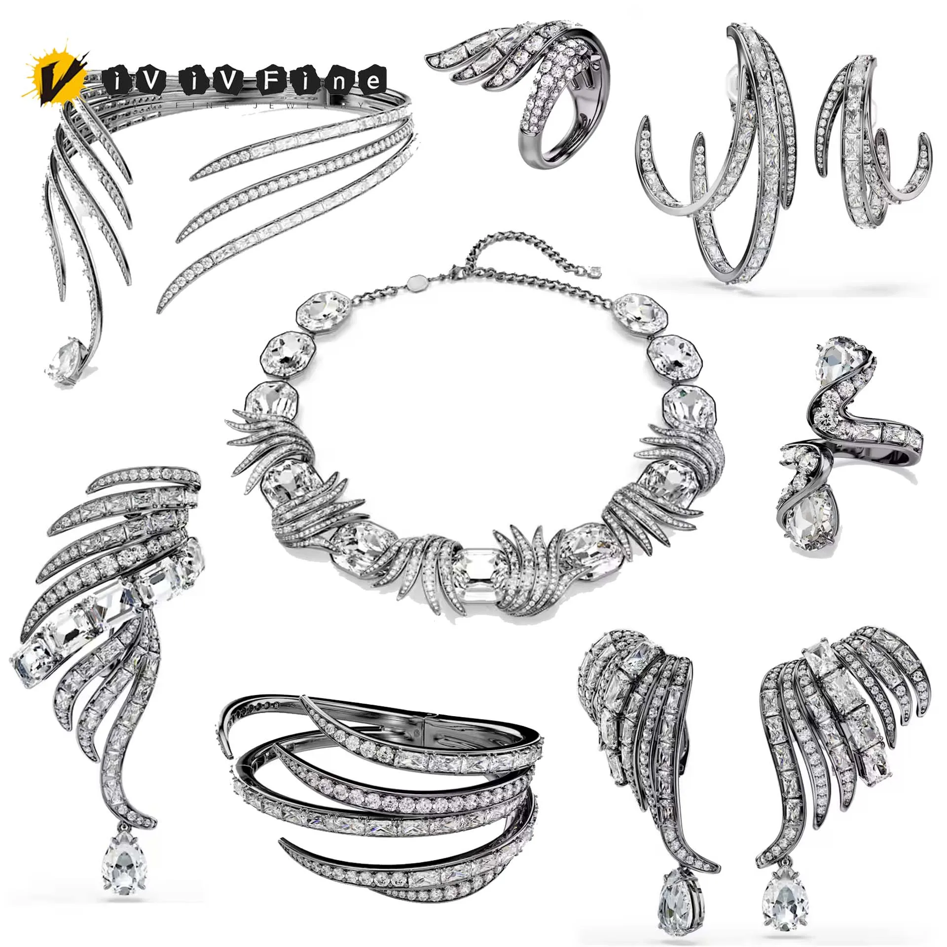 

Оригинальный ювелирный набор 2026 Cool Black Series: серьги, кольца, ожерелья, браслеты из блестящей нержавеющей стали, аксессуары для вечеринок