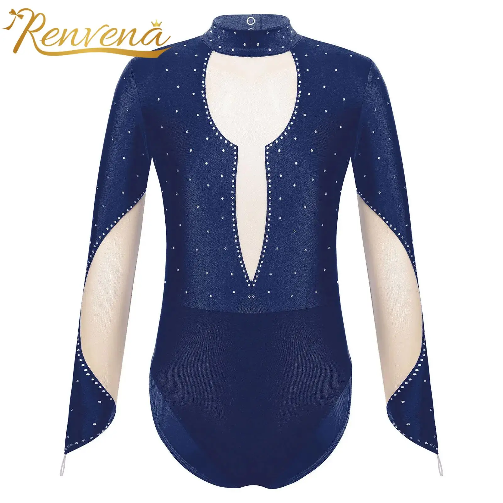 

Children's Gymnastics Jumpsuit Kids Figure Skating Ballet Dance Leotard for Girls Long Sleeve Mesh Patchwork Ballerina Bodysuit