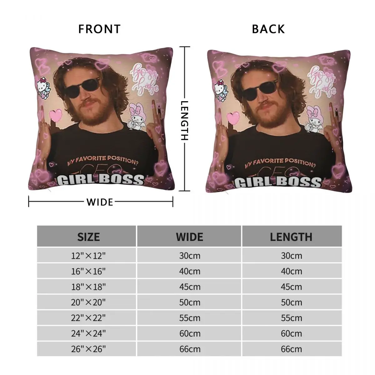 Bo Burnham Inside Girl Boss Square Pillowcase Pillow Cover Polyester Cushion Zip Decorative Throw Pillow for Home Living Room