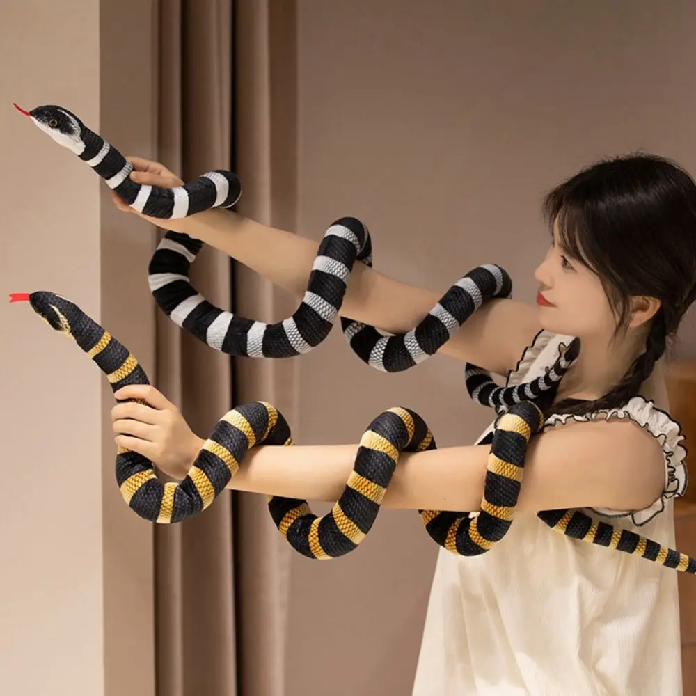 Poupée en peluche serpent Boa réaliste, motif Long, serpent de Simulation noir et blanc, 100/150cm, jouet en peluche