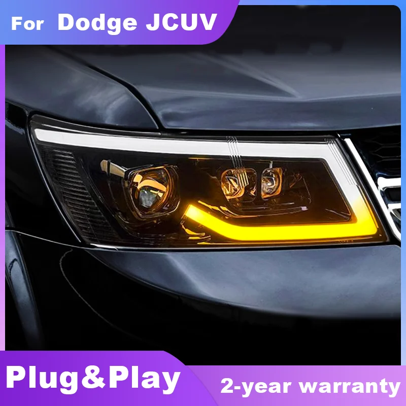 For Dodge Journey LED Headlight 2009-2019 JCUV Headlight Fiat Freemont DRL Dynamic Turn Signal High Beam Projector Lens Headlamp