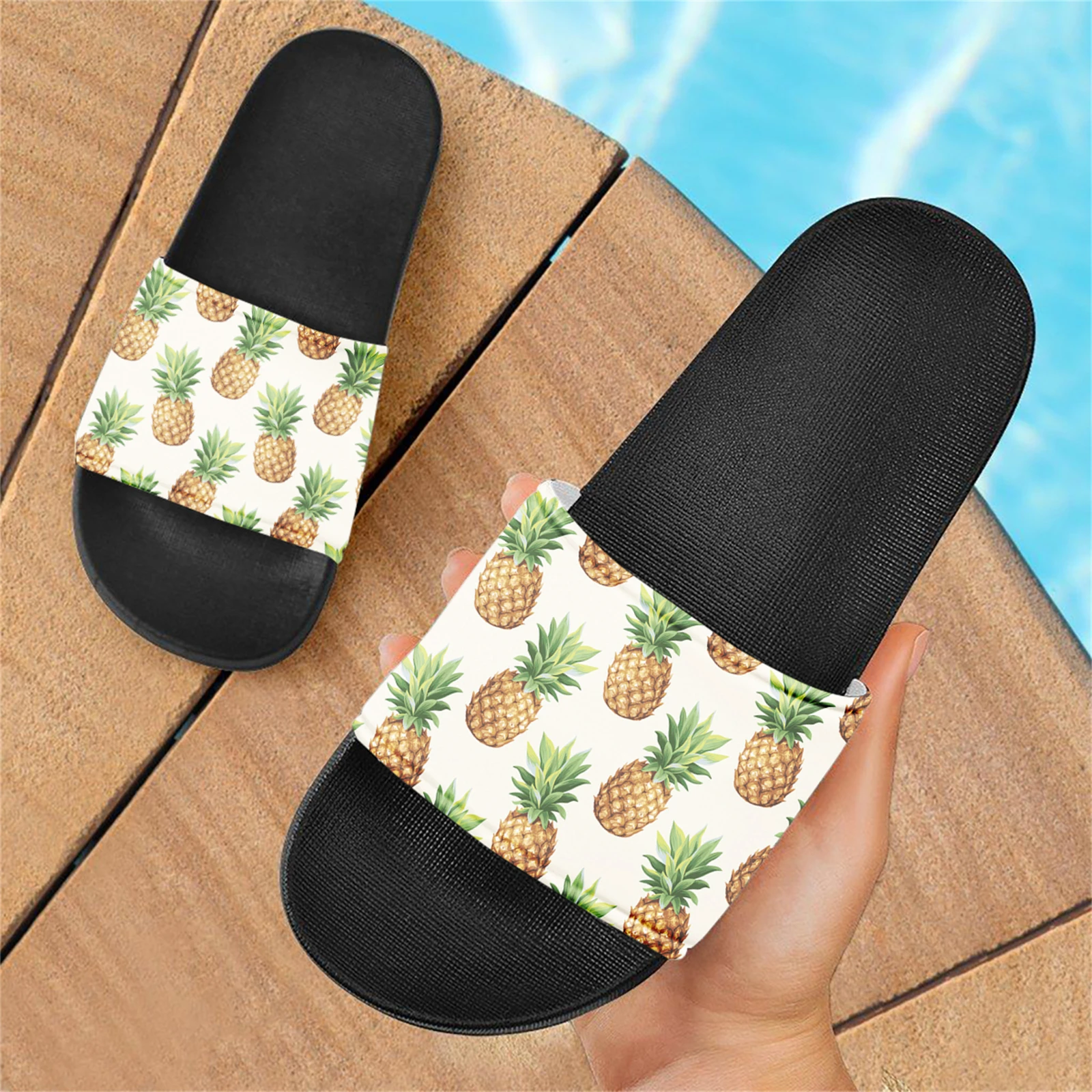 New Cute Pineapple Design Casual Sandals Summer Lightweight Non-slip Breathable Slippers Indoor Flat Walking Shoes Slides Female