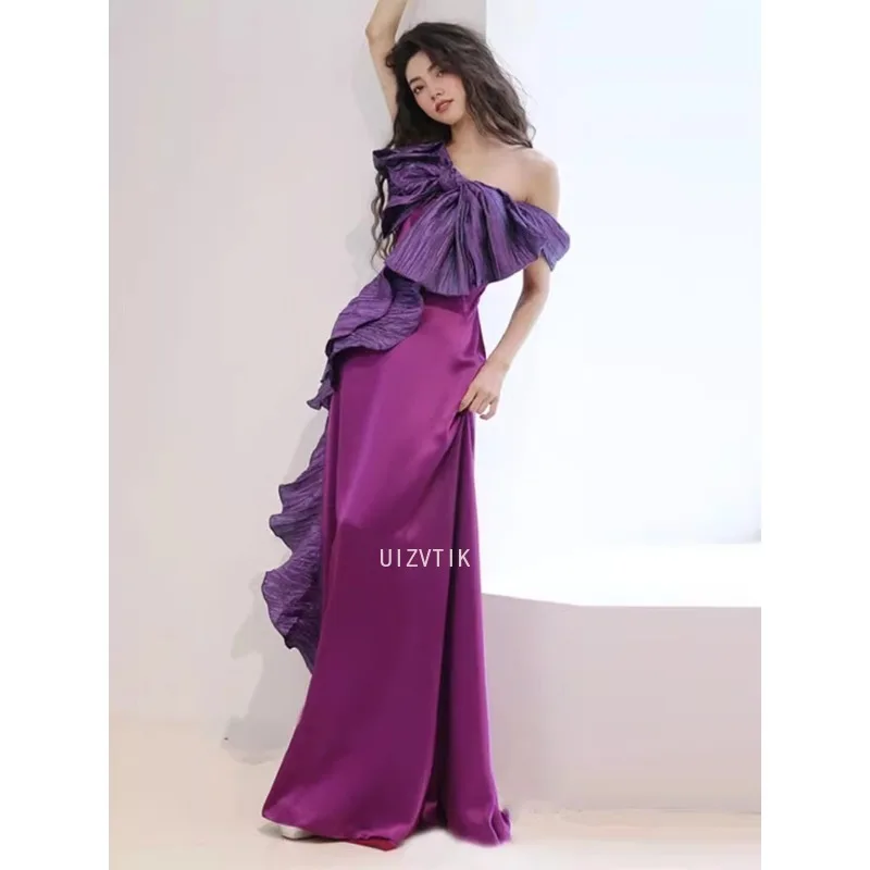 مزاجه أنيقة حفل زفاف فساتين مطوي تصميم الخصر النحيف فساتين السهرة حمالة حبال فساتين لحضور الحفلات الموسيقية حسب الطلب