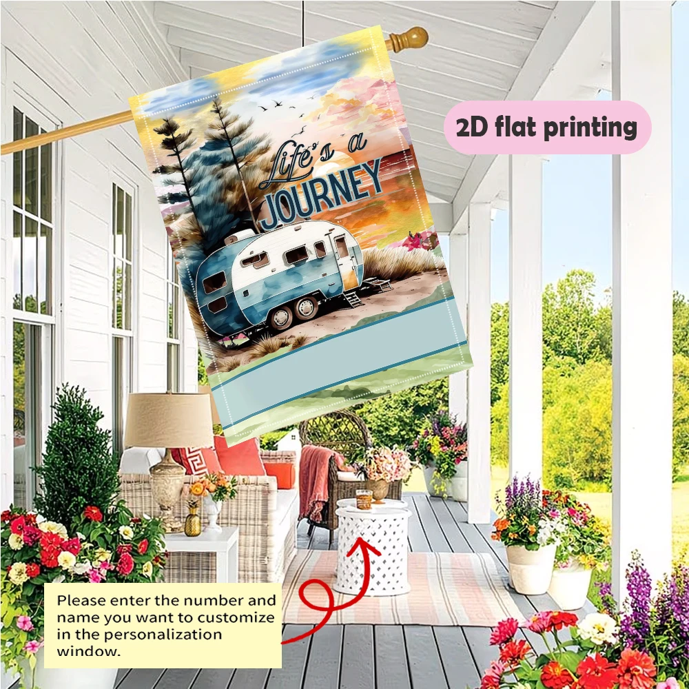 Custom Garden Flag, Custom Name Camper Sunset Life's A Journey,garden decoration Outdoor Courtyard Decor