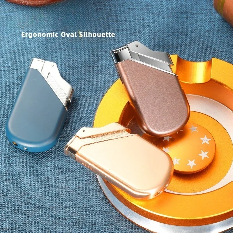2027 New Creative Light and Thin Straight-in Inflatable Lighter Metal Visible Air Chamber Windproof Cigarette Lighter Gadgets