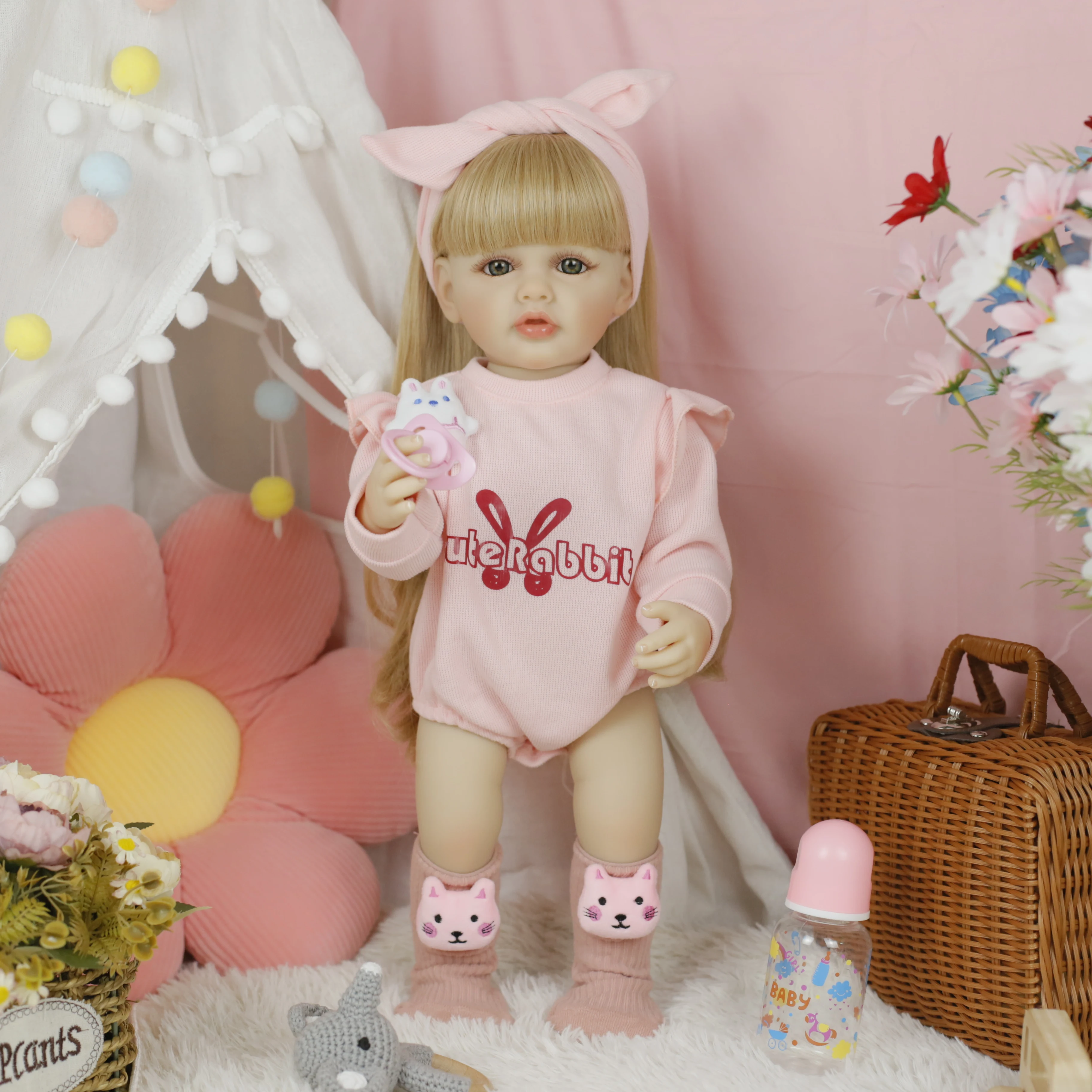 55 سنتيمتر كامل الجسم لينة سيليكون الفينيل تولد من جديد طفل فتاة دمية بيتي الأميرة نابض بالحياة الطفل دمية عيد الميلاد لعبة هدية للأطفال