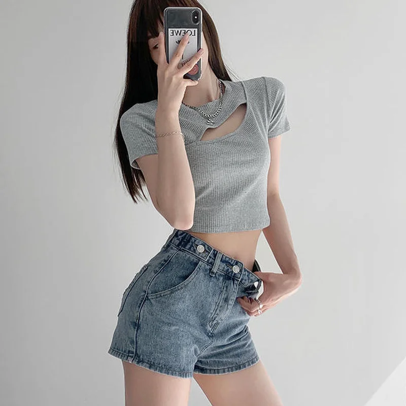 

Шорты женские с высокой талией на пуговицах на молнии летние крутые простые модные универсальные корейский стиль милые прямые Новое поступление уютный отдых