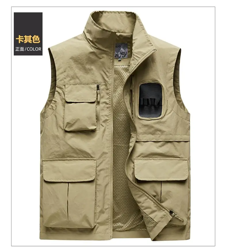 Men's Multi Pockets Cotton Cargoes Casual Vest Waistcoat for Climbing Fishing Hiking Journalist Photography Camping Vest