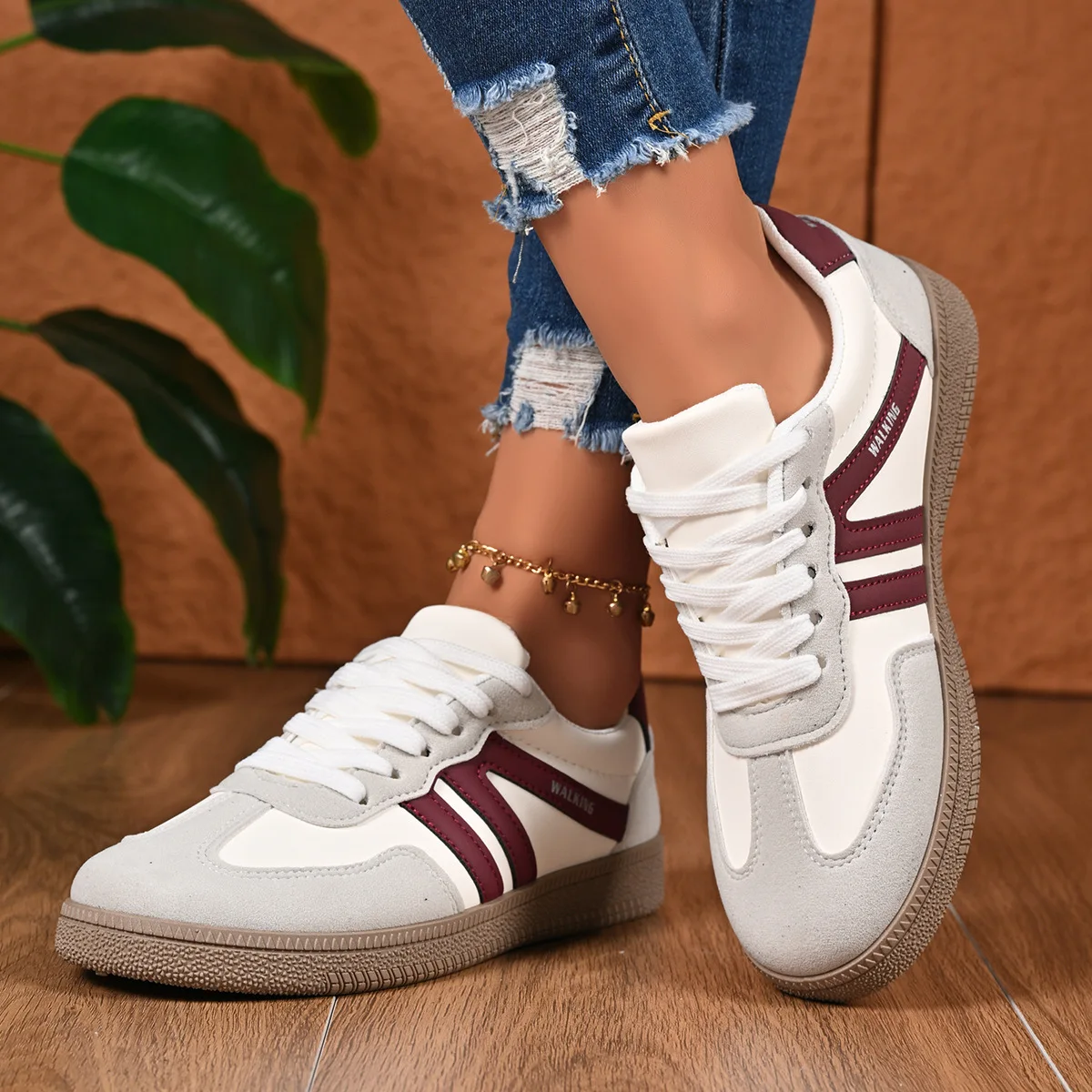 Zapatos deportivos planos informales para Mujer, zapatillas con plataforma de diseño a la moda, Zapatos vulcanizados ligeros antideslizantes con cordones para Mujer
