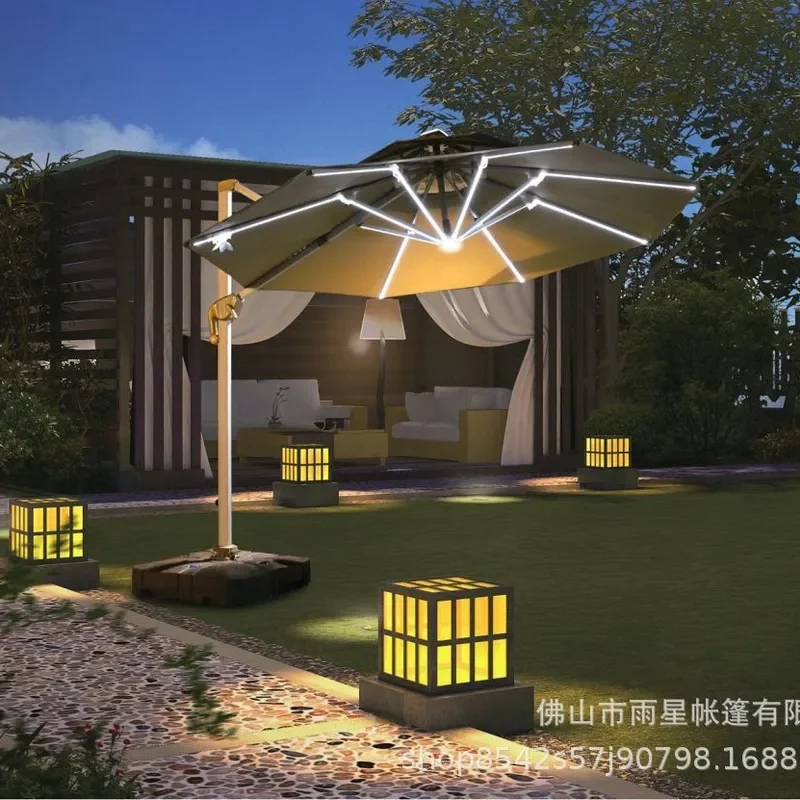 for Outdoor Garden Parasol Advertising Beach Umbrella Leisure Sun Shade Solar LED Roman Umbrella with Light