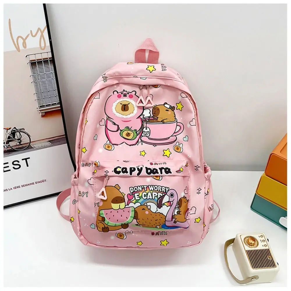 New Large Capacity Capybara Backpack Cartoon Ultra-light Student Schoolbag Breathable Nylon Book Bag