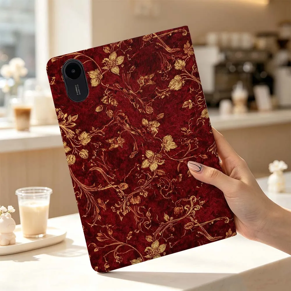 Vintage Brown Floral For Xiaomi Poco Redmi Pad 8 2 4 5 6 6S 7 7S SE Pro Max 14 11 8.7 11.2 12.5 Inch Tablet Case Fashion